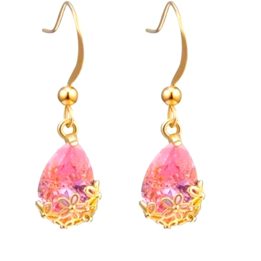 18k Gold Swarovski Pink Ice Earrings